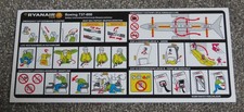 1 x Ryanair Sun Boeing 737 800 Airline Safety Card 2018 picture