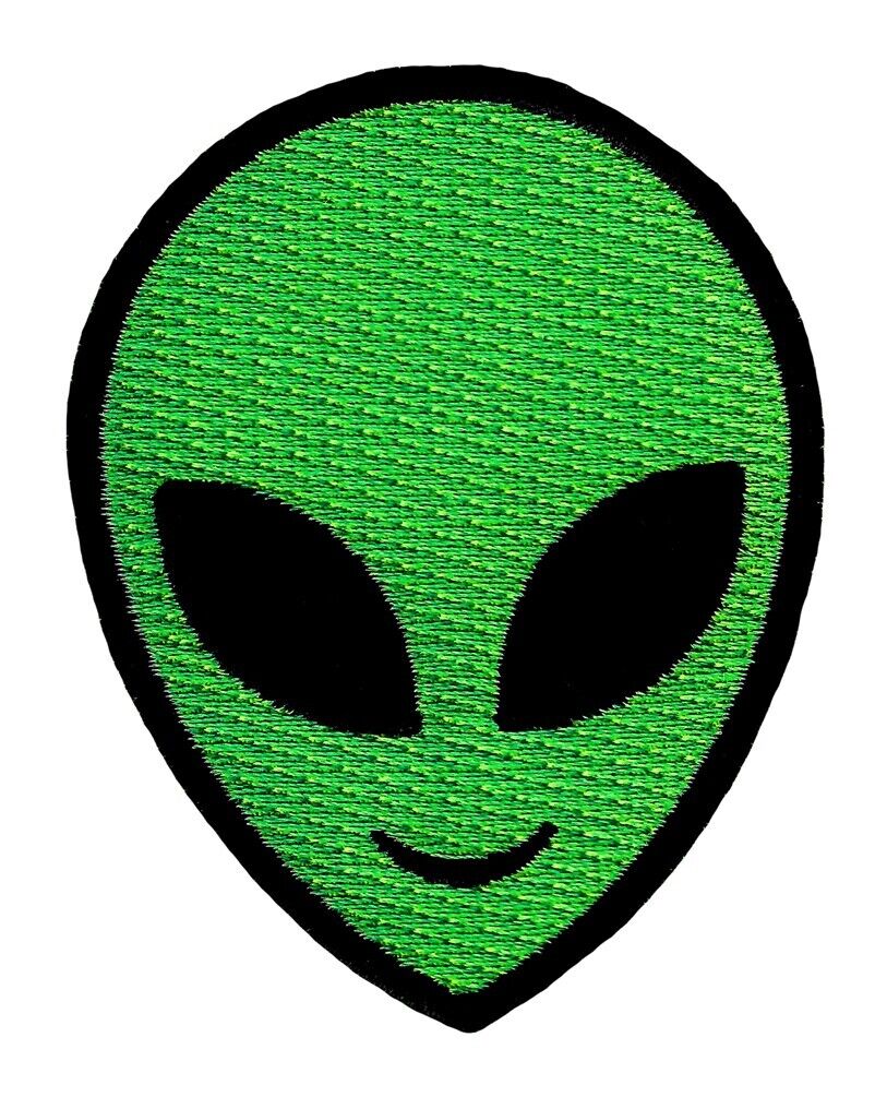 GREEN SPACE ALIEN HEAD PATCH iron-on embroidered EXTRATERRESTRIAL AREA 51 UFO
