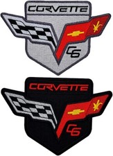Corvette C6 Checkered Flags Shield Patch  | 2PC iron on or Sew picture