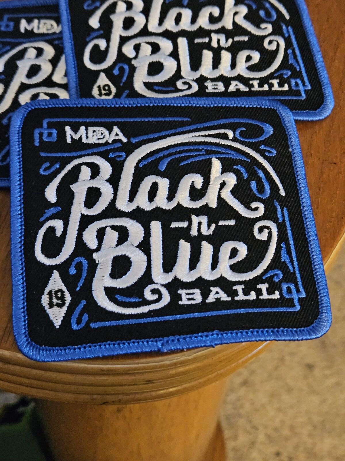 Lot of 4 Black & Blue Embroidered Iron on Harley Davidson Patches 3-1/2\