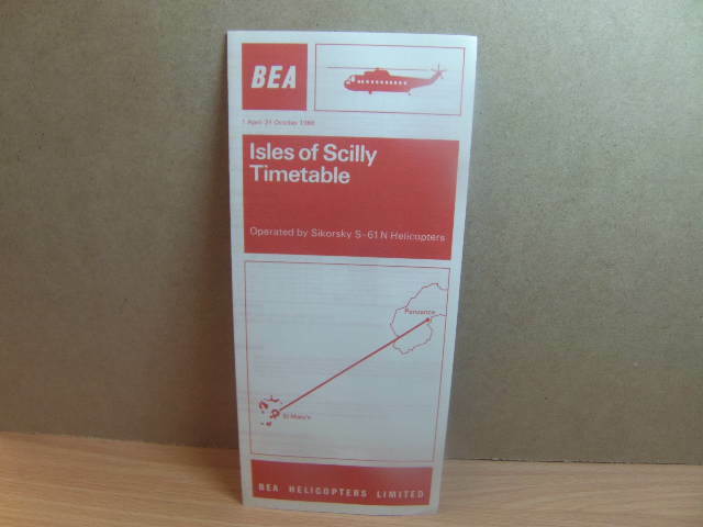 BEA Helicopters Ltd – Isles of Scilly Timetable 1966 Timetable Leaflet
