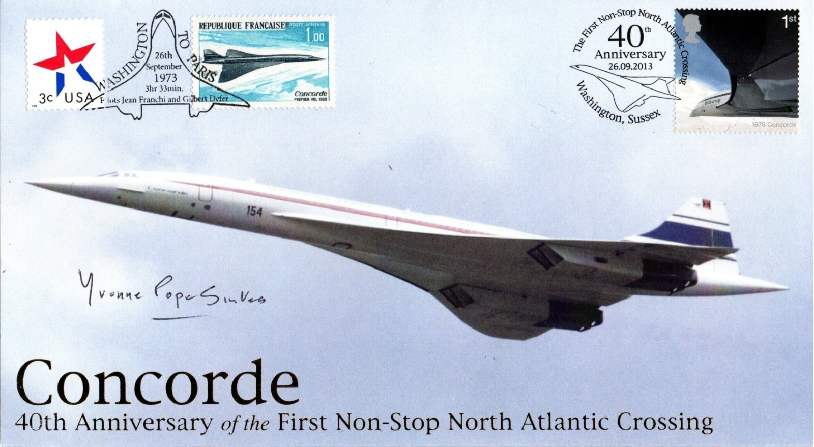 Concorde Atlantic Crossing FDC Signed By Yvonne Pope Sintes COA AFTAL
