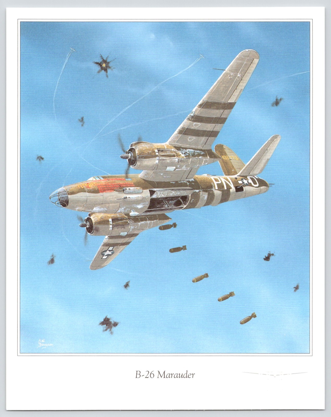 Martin B-26 Marauder U.S. Army Air Force Bomber c1991 Fellows Ferguson Print