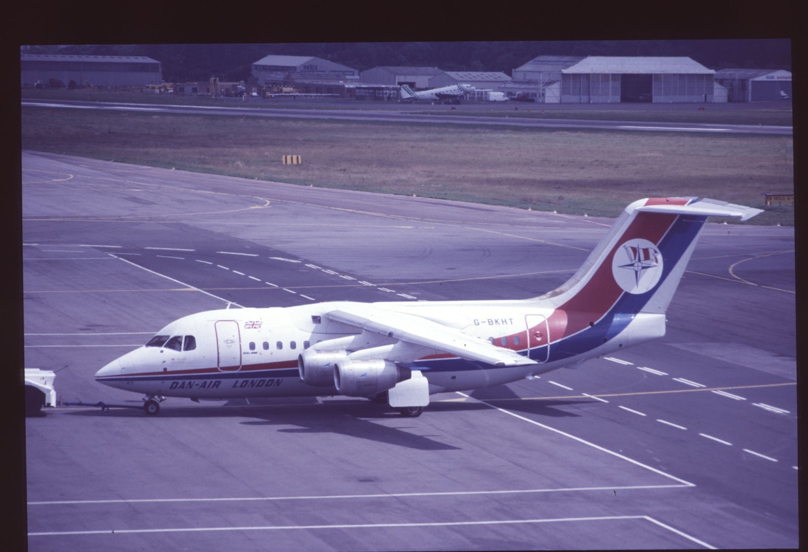 Orig 35mm airline slide Dan-Air London BAe 146-100 G-BKHT Orig 35mm airline slide Dan-Air London BAe 146-100 G-BKHT
