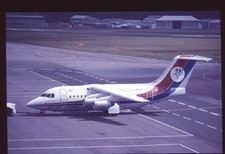 Orig 35mm airline slide Dan-Air London BAe 146-100 G-BKHT picture