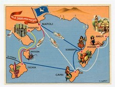 Span Route Map Brochure  Societa Partenopea Di Navagazione Italy  picture