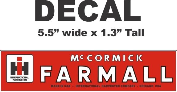 1 Red International Harvester IH Tractor Farmall McCormick Vinyl Decal