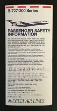 1993 DELTA AIR LINES Boeing 727-200 SAFETY CARD airlines airways picture