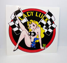 LADY LUCK Vintage Style round DECAL, Vinyl STICKER, rat rod, racing picture