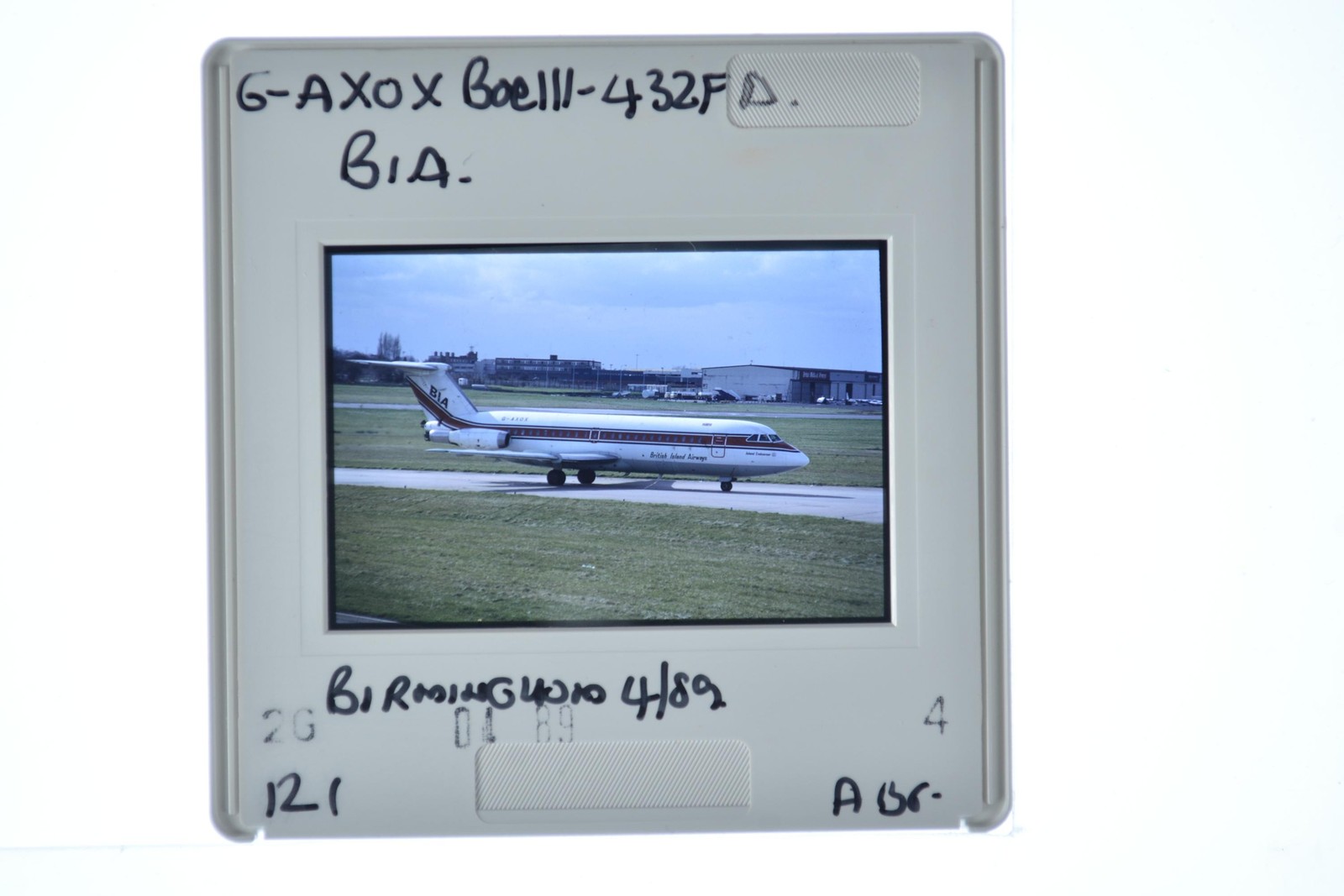 British Island Airways Bac 111 G-Axox Birmingham 1989 Photo 35mm Slide