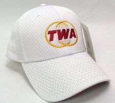 TWA Trans World Airlines Globe White Embroidered Logo Adjustable Mesh Cap Hat picture