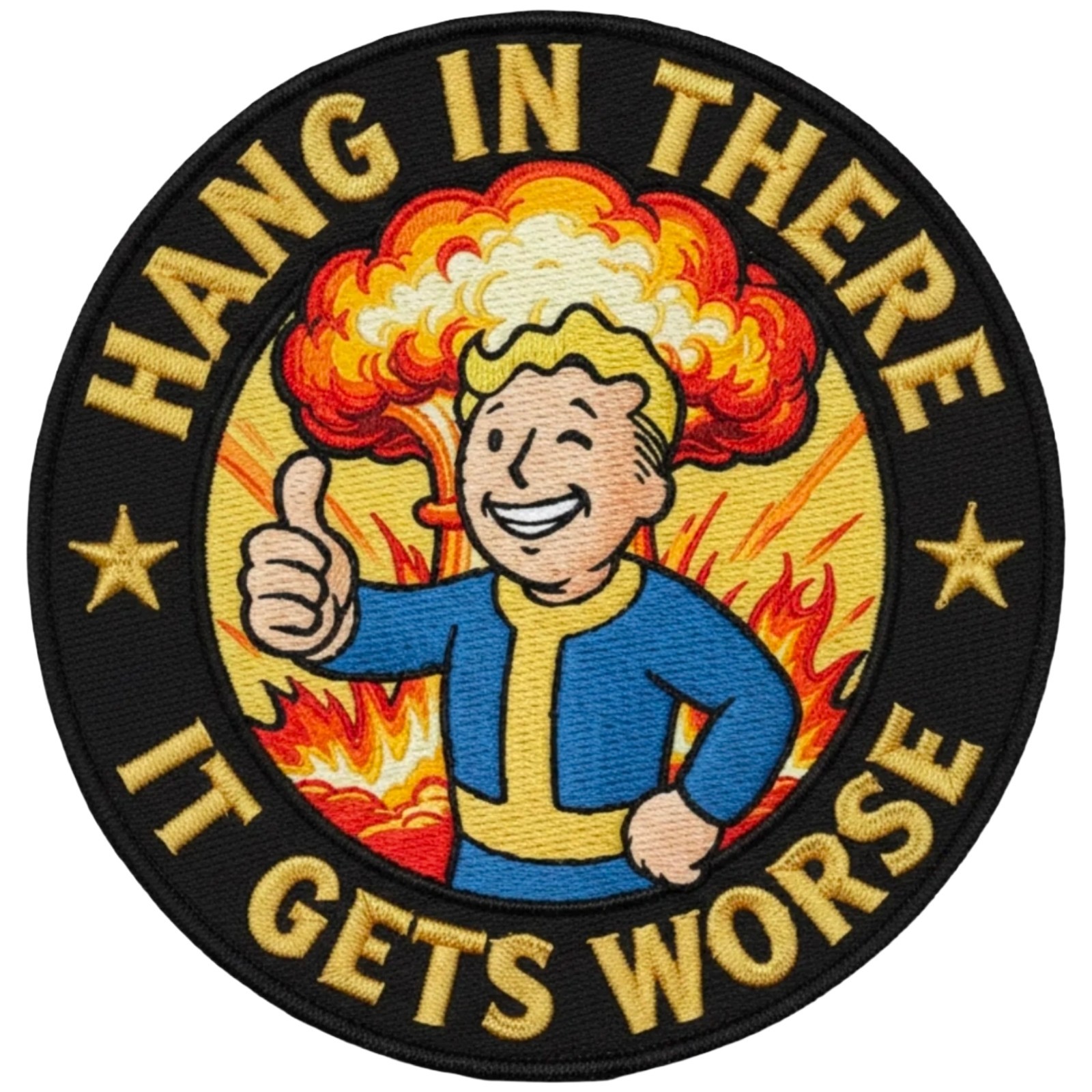 Hang In There It Gets Worse Patch - 3.5 Inch Hook Fastener Backing Hang In There It Gets Worse Patch - 3.5 Inch Hook Fastener Backing