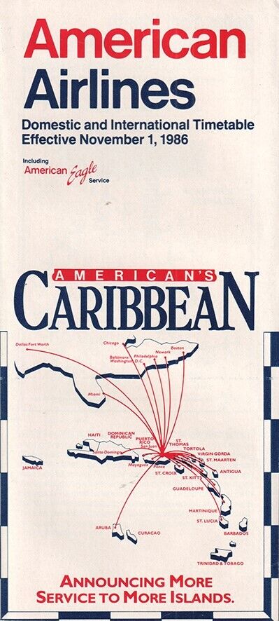 American Airlines timetable 1986/11/01