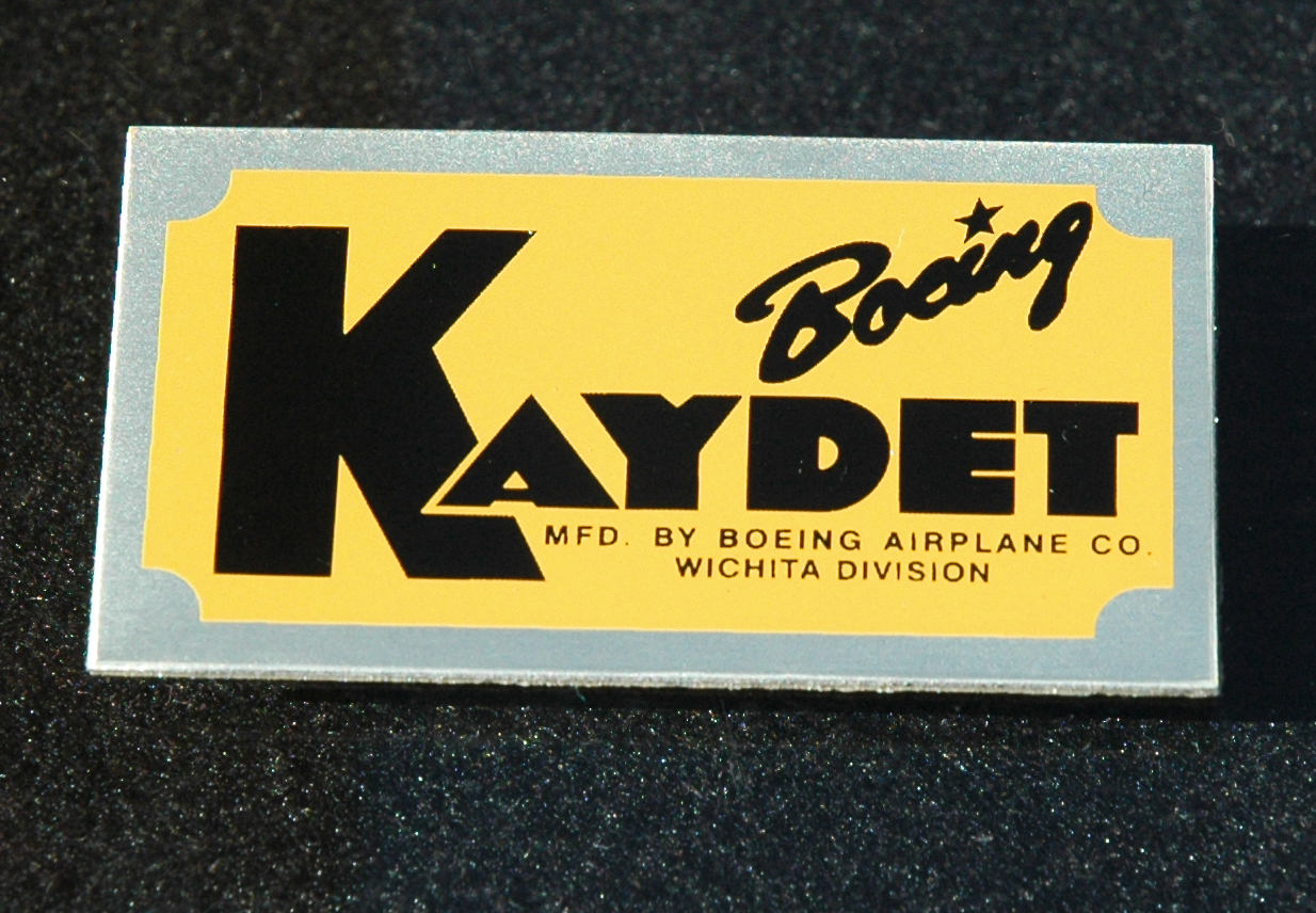 Boeing Stearman Kaydet Plate, Many Stearman Information Placards Available