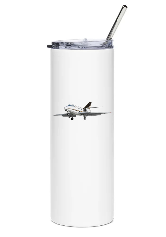 Dassault Falcon 100 Stainless Steel Water Tumbler with straw - 20oz.