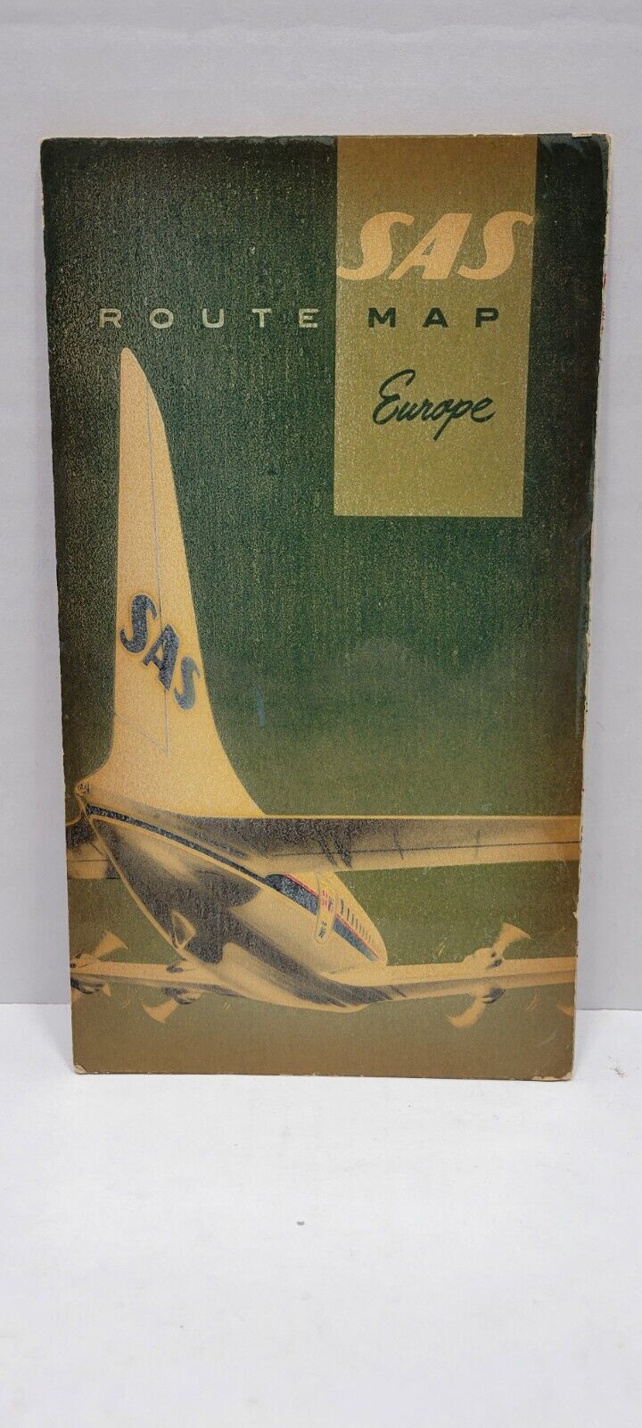 1956 SAS Scandinavian Airlines Vintage Route Map Europe AVIATION - MAPS