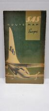 1956 SAS Scandinavian Airlines Vintage Route Map Europe AVIATION - MAPS picture
