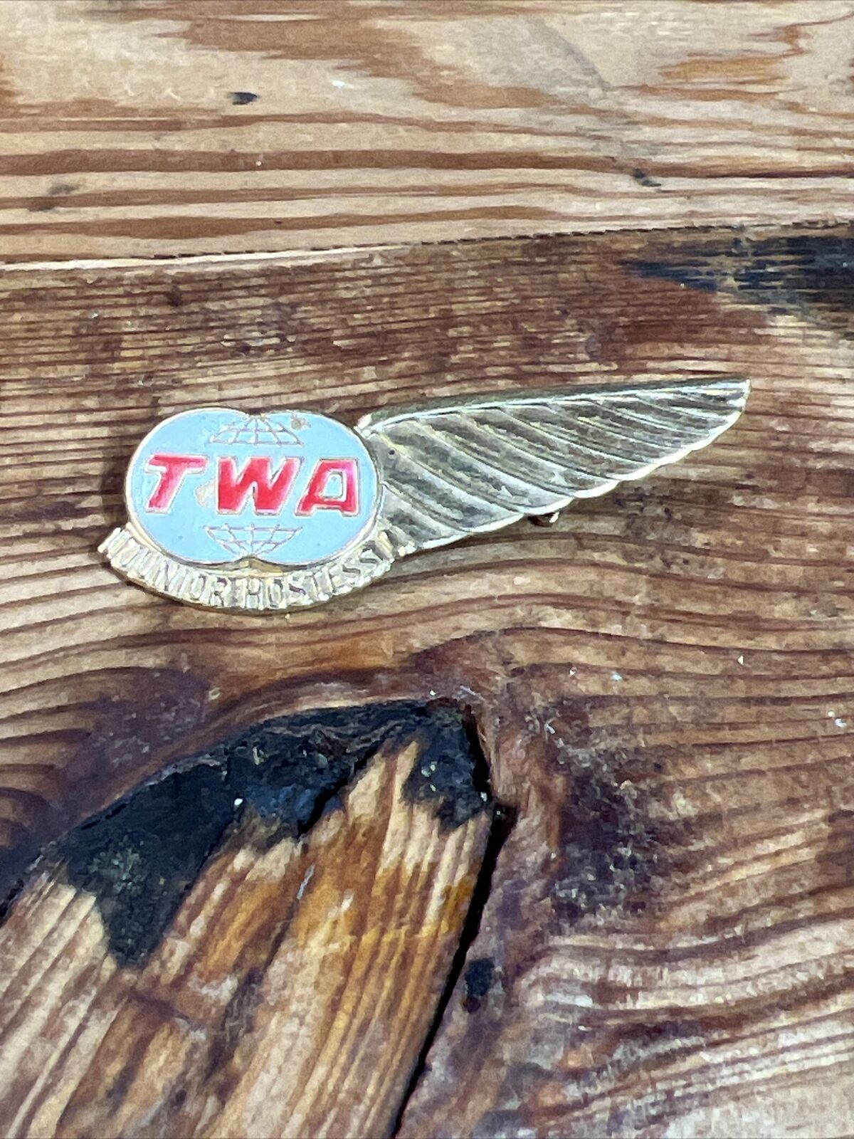 TWA Airline 1960s Junior Hostess Gold Wing Pin