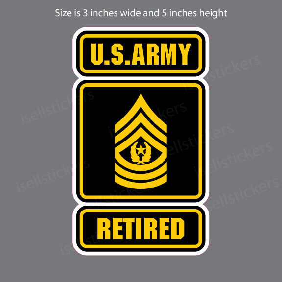 AR-2274 Army Logo Retired Command Sergeant Major CSM E9 Sticker Window Decal 3x5