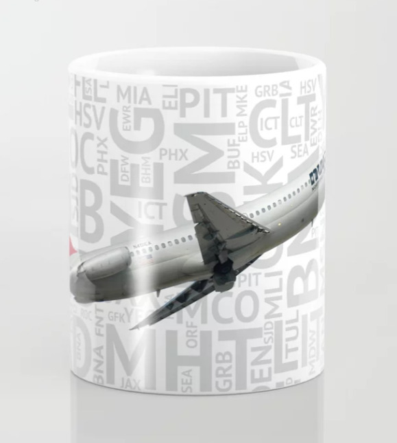 Northwest Airlines DC-9 (NWA) With Airport Codes - Coffee Mug (11oz)