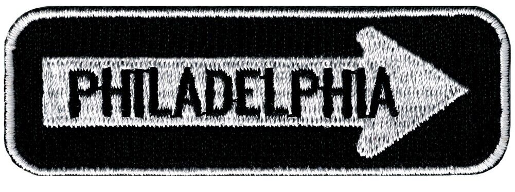 PHILADELPHIA ONE-WAY SIGN EMBROIDERED IRON-ON PATCH applique SOUVENIR ROAD new