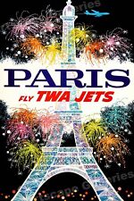 Paris - Fly TWA 1962 Eiffel Tower Vintage Style Air Travel Poster - 24x36 picture