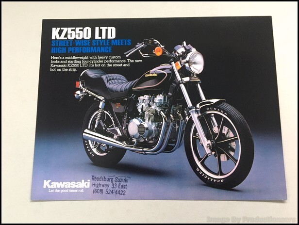 1983 Kawasaki KZ550 LTD Motorcycle Bike 1-page Vintage Sales Brochure Spec Sheet 1983 Kawasaki KZ550 LTD Motorcycle Bike 1-page Vintage Sales Brochure Spec Sheet