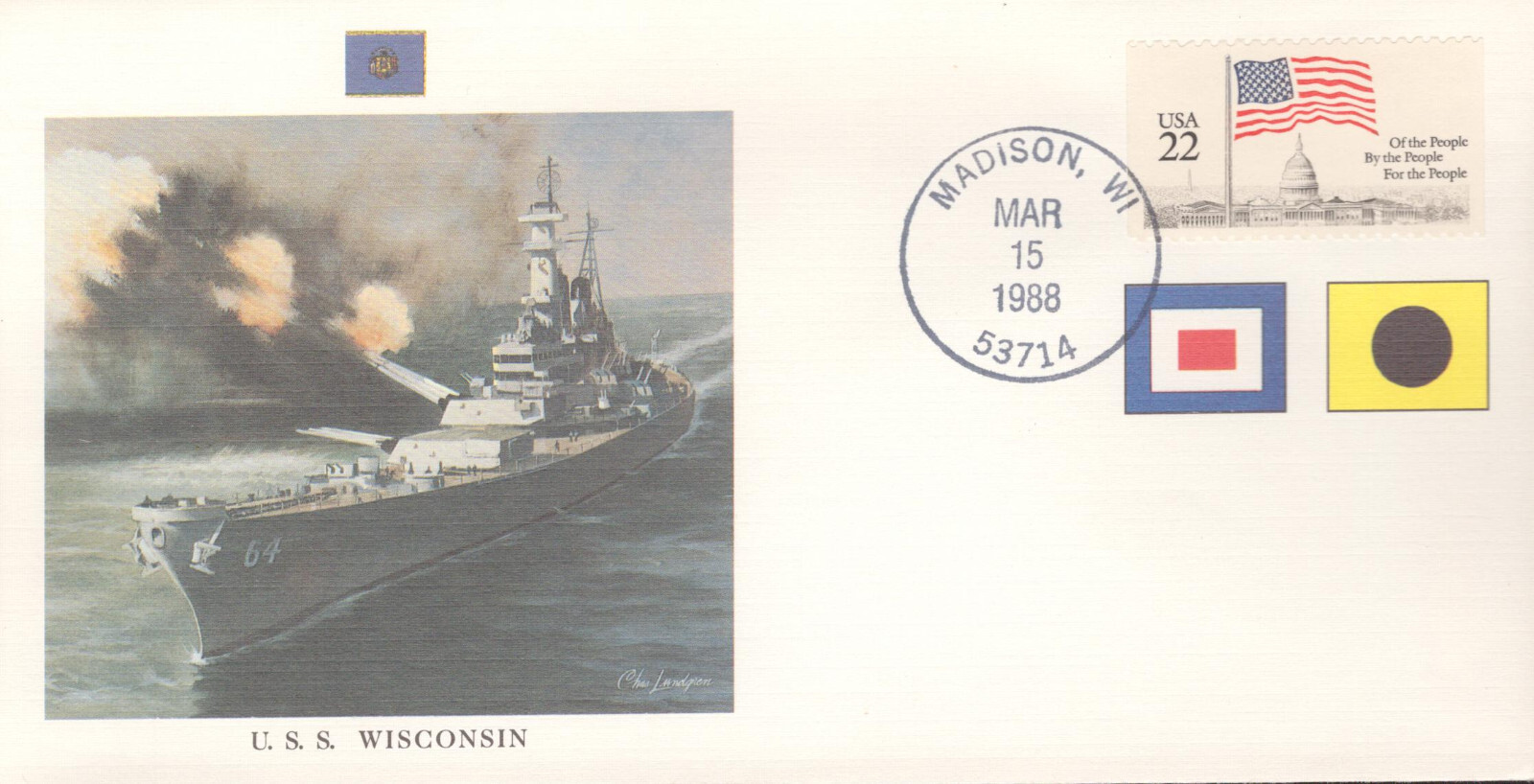 U.S.S. Wisconsin - great historical infomation on back U.S.S. Wisconsin - great historical infomation on back