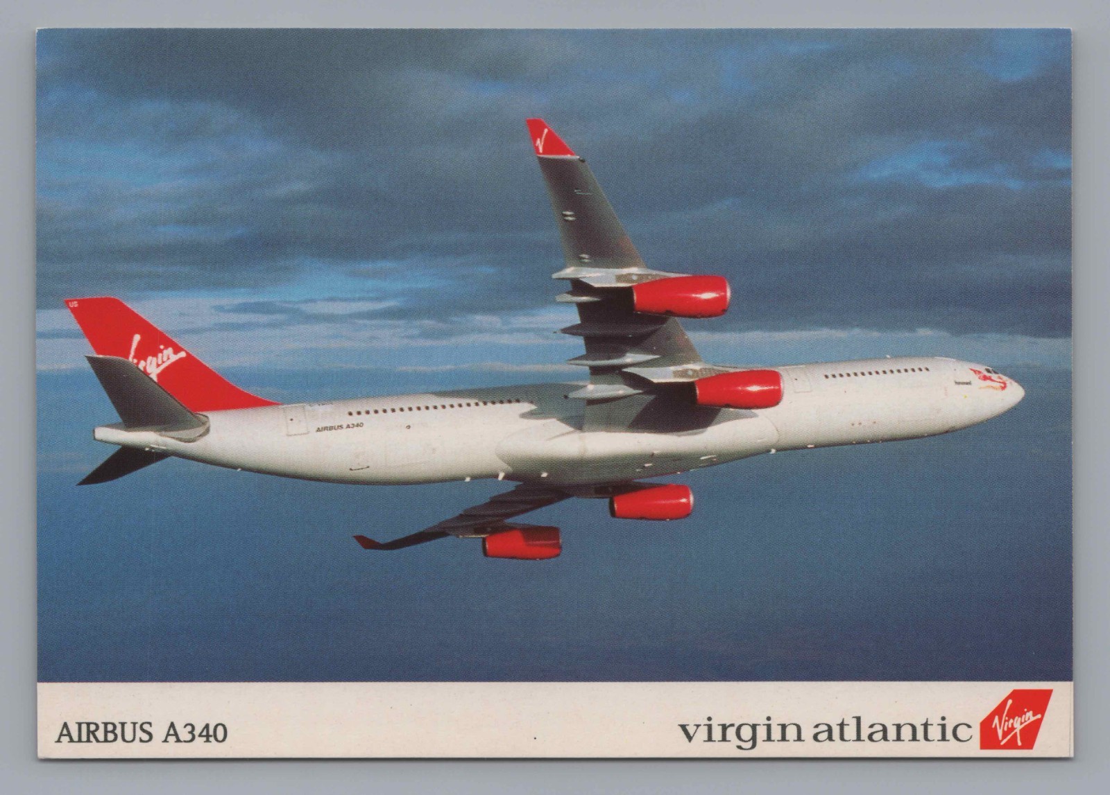 Virgin Atlantic Airbus A340 Airline Issue Postcard Airways VAA VS 