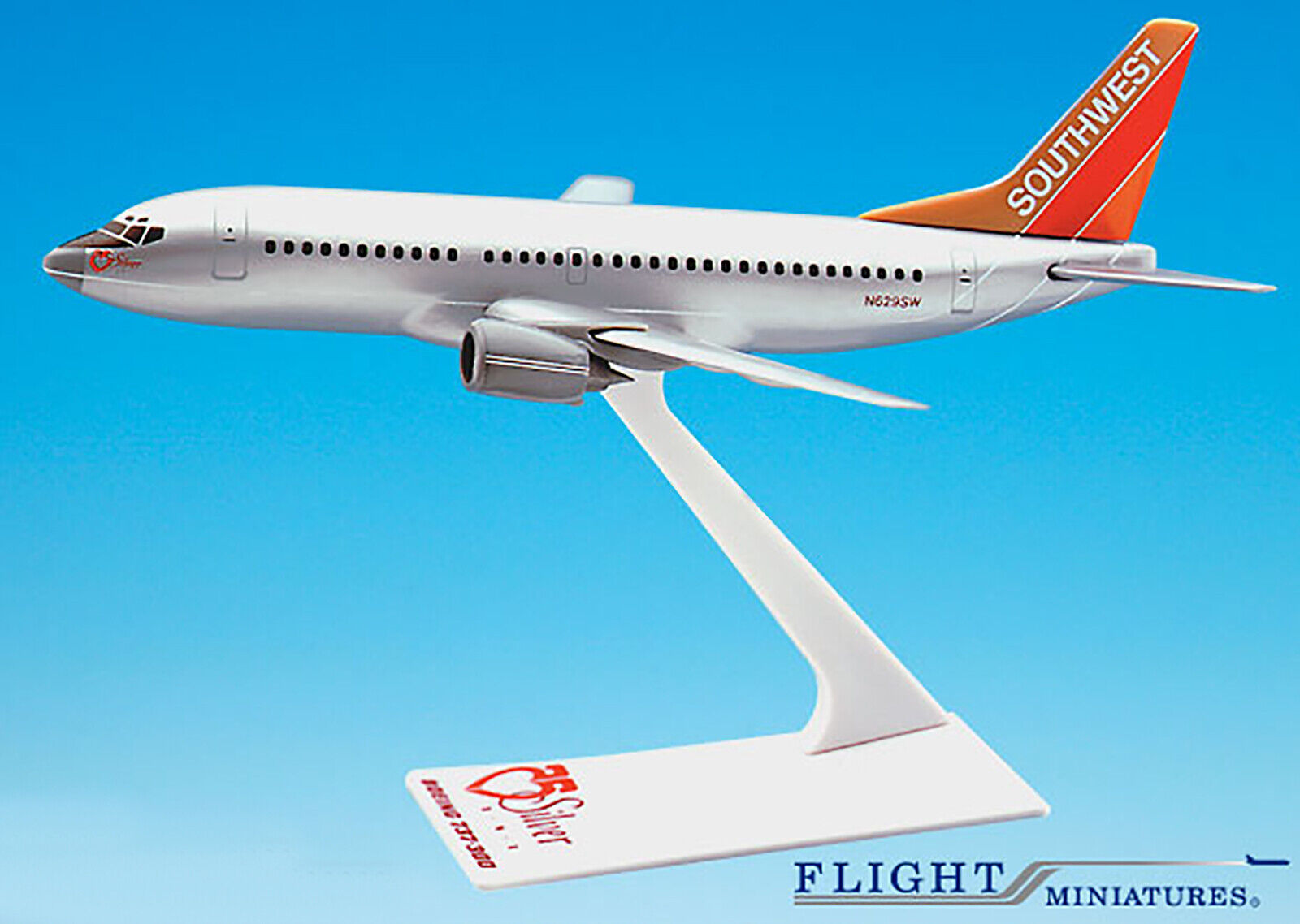 Flight Miniatures Southwest Boeing 737-300 Silver One Reg#N629SW 1/200