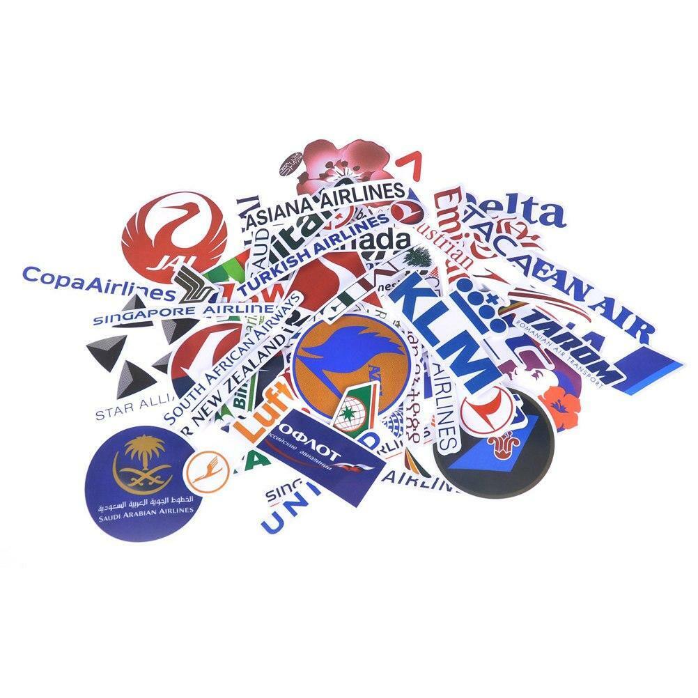 52 Unique Airline Stickers package For suitcases, bags, and a lot more