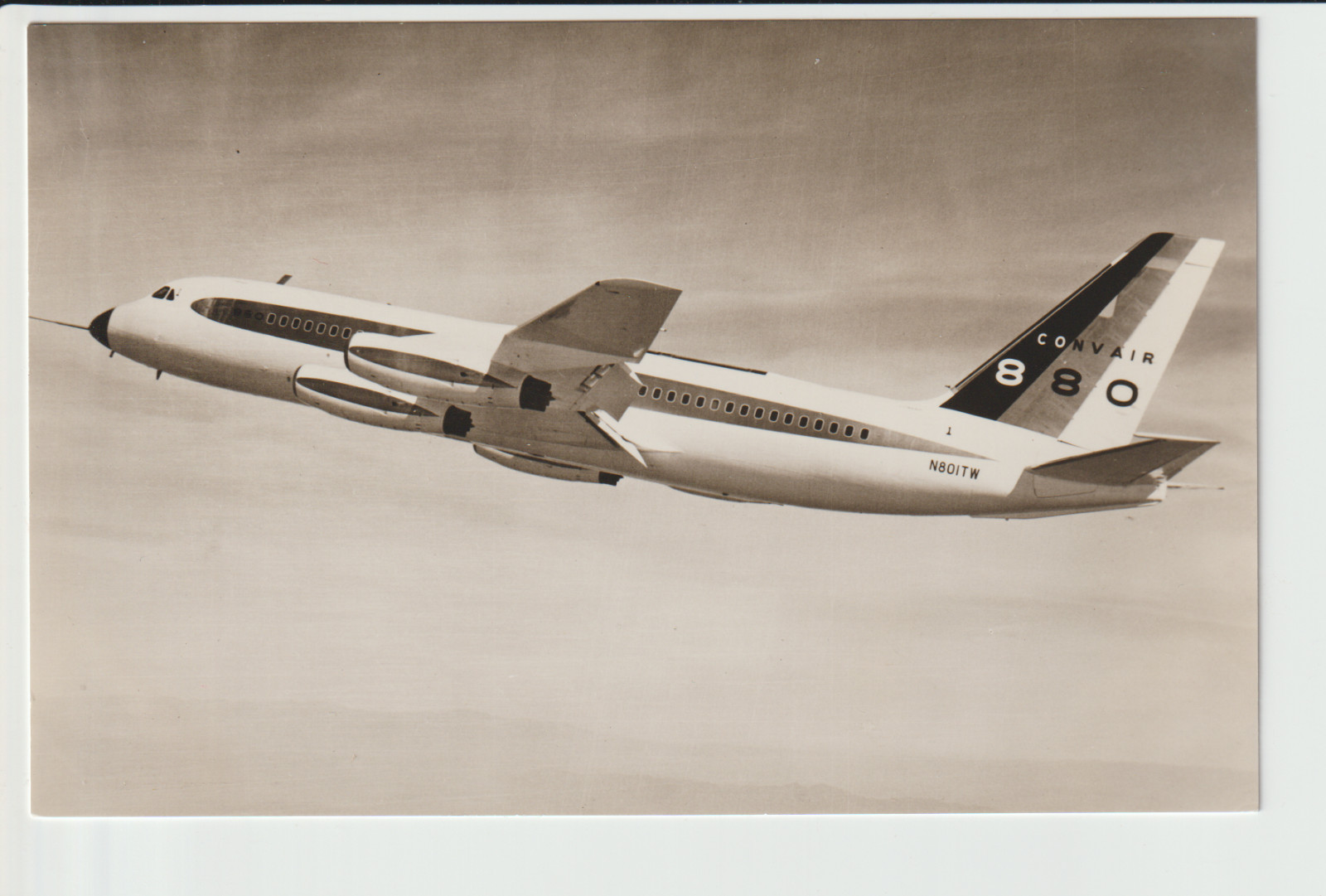 vintage rppc Convair 880 aircraft in company colours used by TWA Swissair no 1