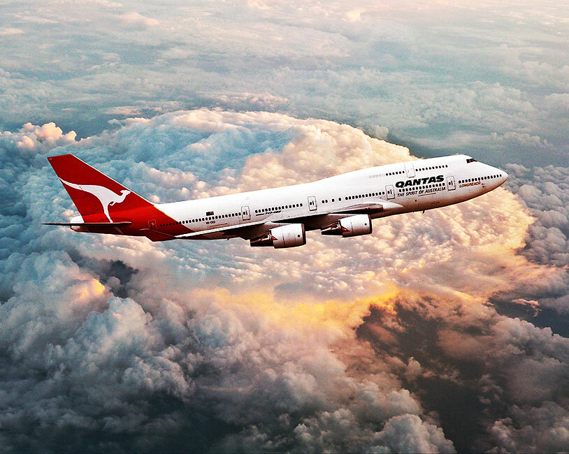 QANTAS AIRLINES BOEING 747-400 IN FLIGHT 8x10 GLOSSY PHOTO PRINT