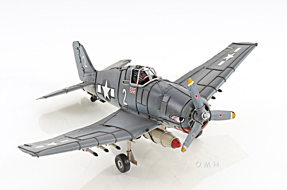 Grumman F6F Hellcat Fighter Aircraft Metal Desk Model 12