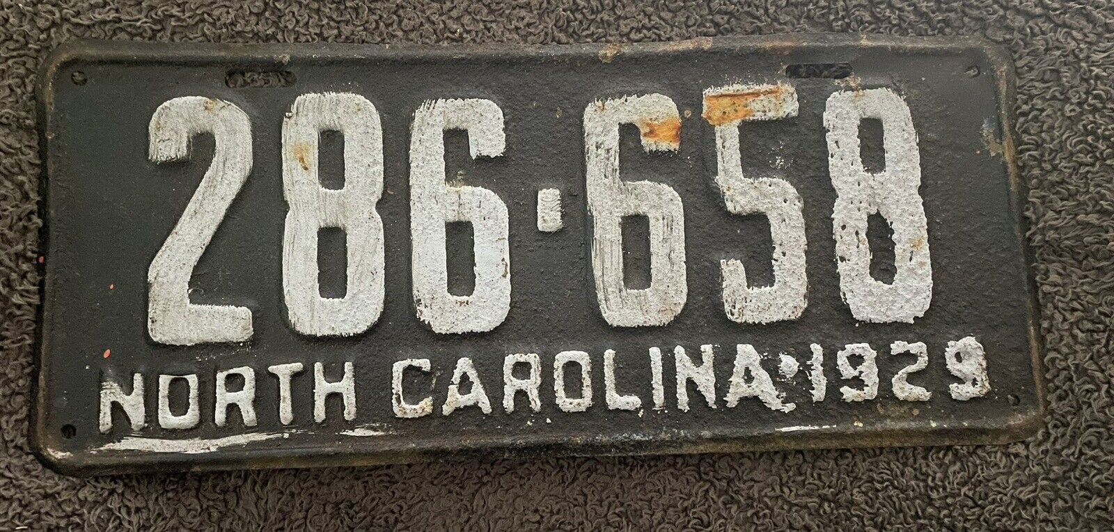 1929 North Carolina license plate #286-658