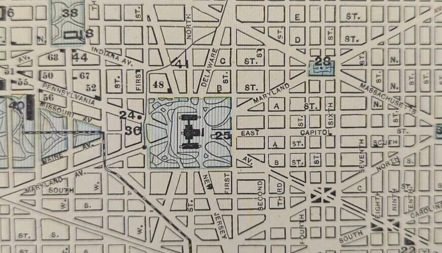 Vintage 1894 WASHINGTON DC Map 14\