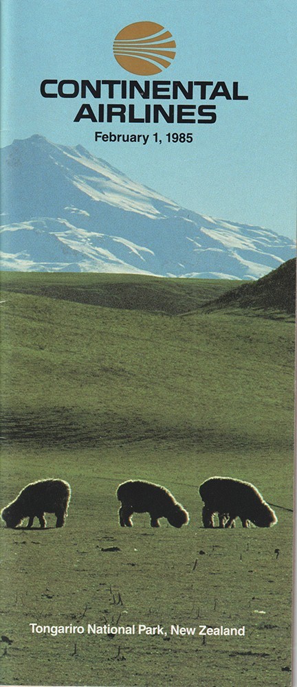 Continental Airlines timetable 1985/02/01 Continental Airlines timetable 1985/02/01