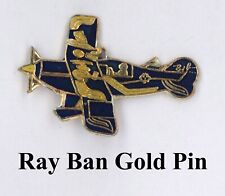 RAY BAN GOLD AEROBATIC TEAM PITTS Pin - Commercial Airplane Collectible  Metal picture