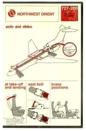 Northwest Orient Airlines 727-200 Safety Features Card