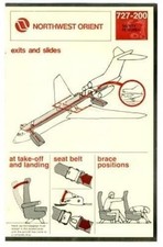 Northwest Orient Airlines 727-200 Safety Features Card picture