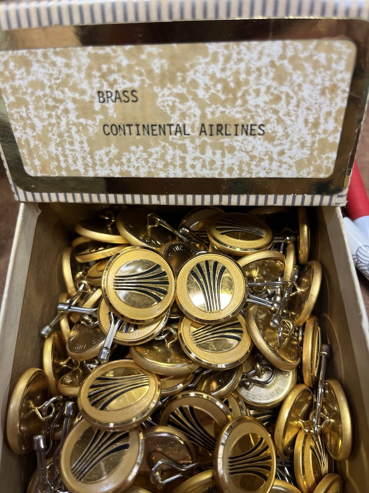 Vintage Unused Continental Airlines Uniform Brass Buttons Vintage Unused Continental Airlines Uniform Brass Buttons
