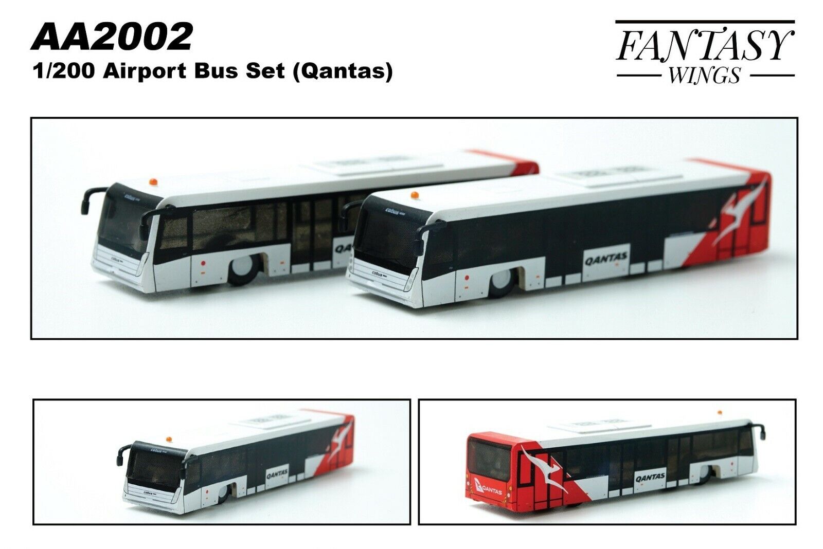 Airport Bus Set (Qantas) Scale 1:200 Set of 2 Fantasywings AA2002 (E)