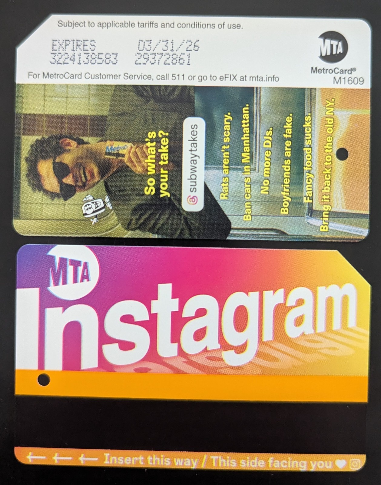 Instagram, NYC Metrocard, Version 3- Mint condition Instagram, NYC Metrocard, Version 3- Mint condition