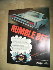1968 Dodge Bumblebee Stripes Rumble Bee -  original Magazine car ad picture