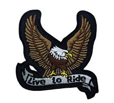 Live To Ride 3.25 Inch Brown Eagle Wings Embroidered Patch AK411 F1D17Q picture