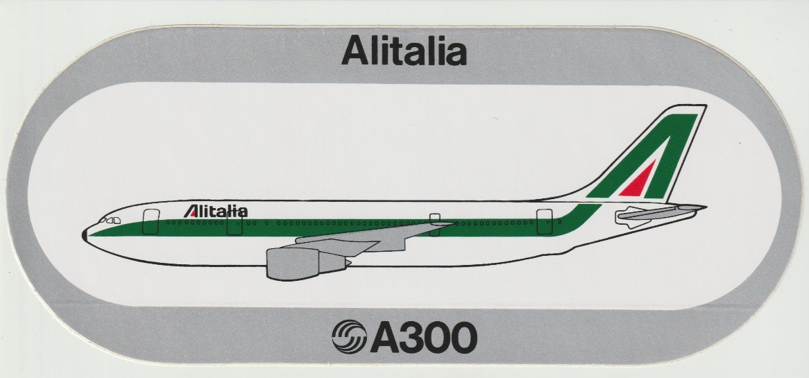 ITALY ALITALIA AIRLINES AIRBUS A300 VINTAGE AIRLINE STICKER LUGGAGE LABEL ITALY ALITALIA AIRLINES AIRBUS A300 VINTAGE AIRLINE STICKER LUGGAGE LABEL