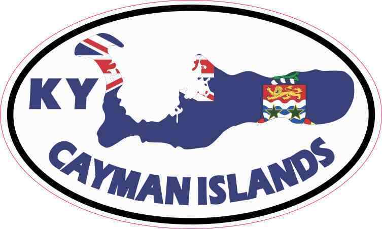 5X3 Oval KY Cayman Islands Sticker Vinyl Travel Luggage Decal Cup Car Stickers
