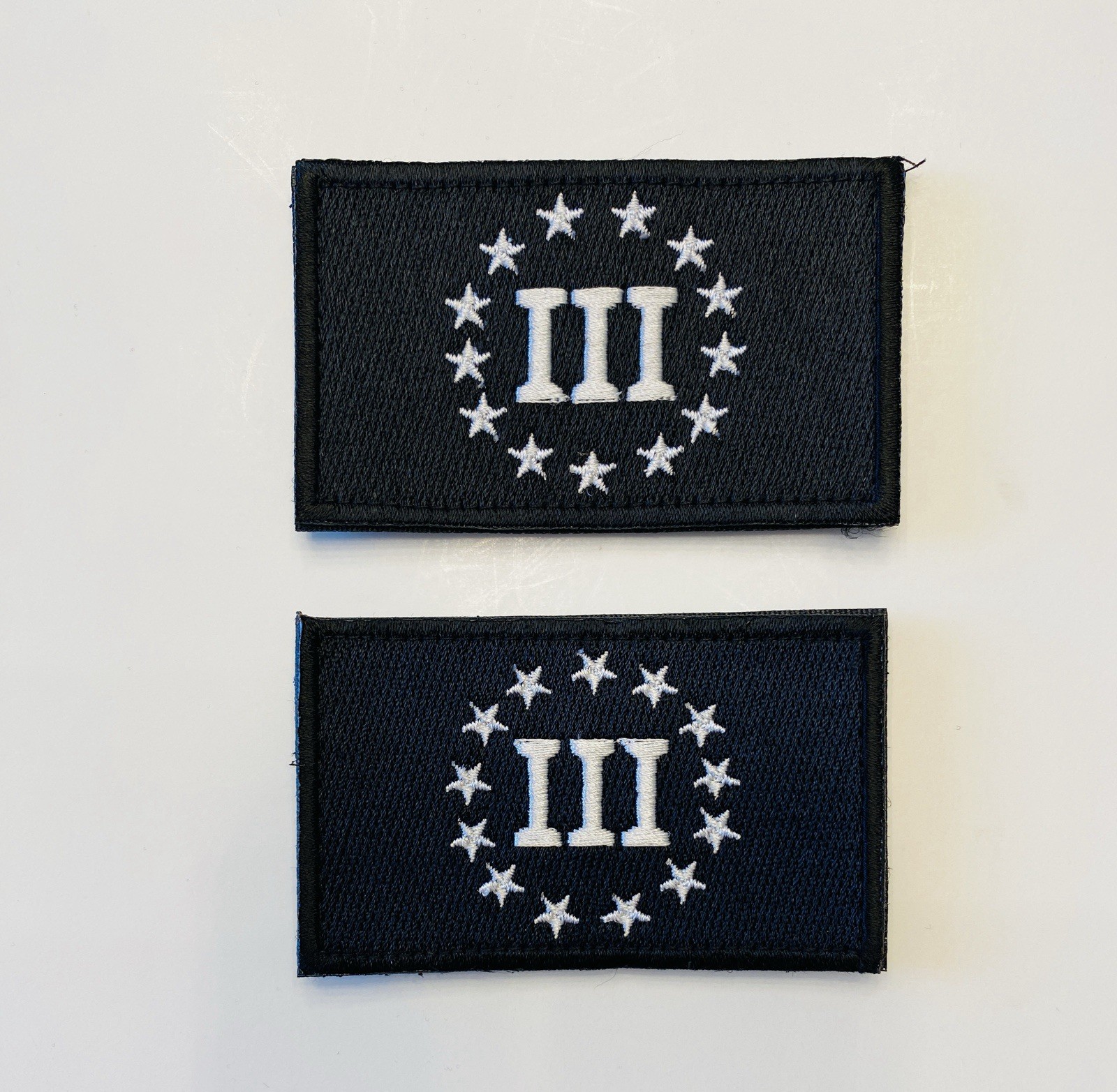 2 PC - III PERCENT TACTICAL MILITARY MORALE HOOK & LOOP EMBROIDERED PATCHES 2 PC - III PERCENT TACTICAL MILITARY MORALE HOOK & LOOP EMBROIDERED PATCHES