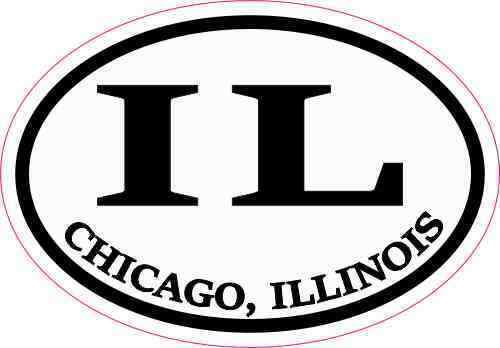 3X2 Oval IL Chicago Illinois Sticker Travel Luggage Decal Cup Car Truck Stickers