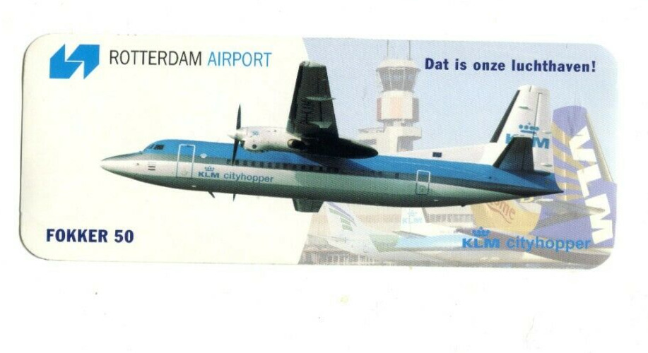 KLM Fokker 50 - Cityhopper - Rotterdam Airport - self-adhesive label - mint